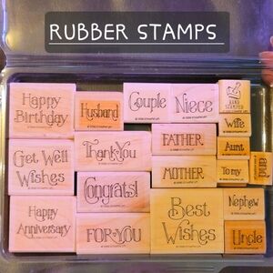 19-pc rubber stamps by Stampin' Up! Retired words greetings relatives occasions